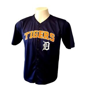 Team Athletics Detroit Tigers Jersey SZ  XL 18/20 Youth Navy Blue‎ Baseball Logo